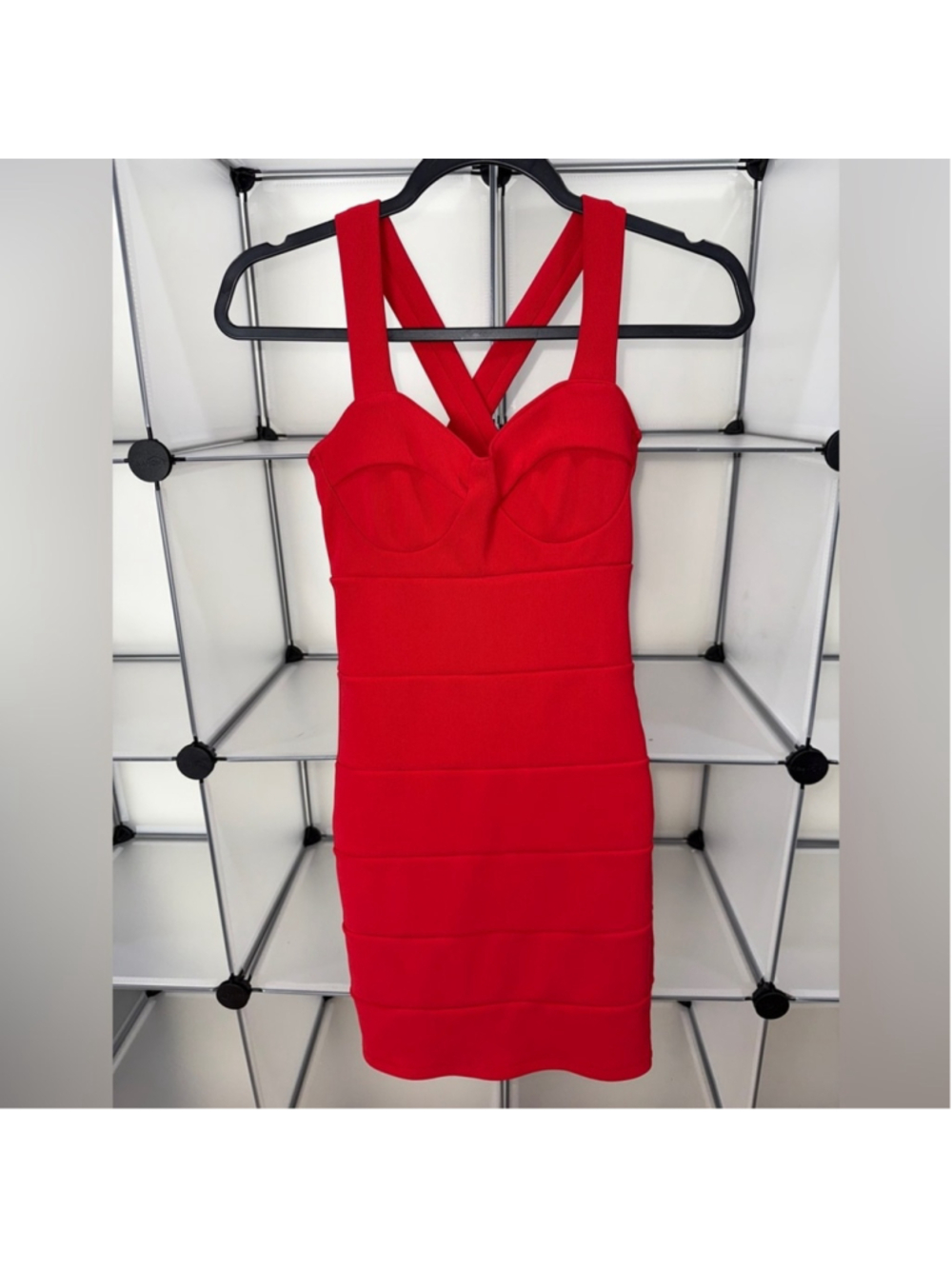ASOS Womens Red Cross Back Corset Bodycon Dress Size 2 - Picture 4 of 10